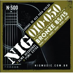 Encordoamento Violão Aço 6 Cordas 010 N500 Bronze 85/15 Nig