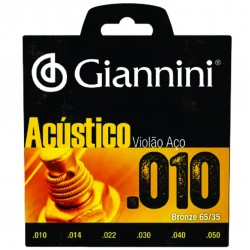 Encordoamento de Aço para Violão Acústico Giannini 010