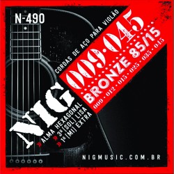 Encordoamento Violão Aço NIG 009 Bronze 85/15 6 Cordas N-490