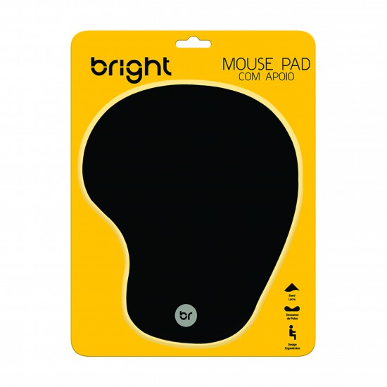 Mouse Pad Bright Ergonômico Com Apoio em Gel, 0307, Preto