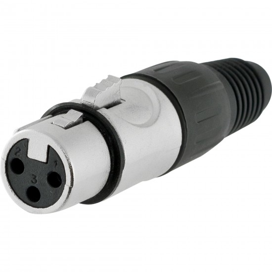 Conector XLR Fêmea 3 Pólos Niquelado HX009F HYX