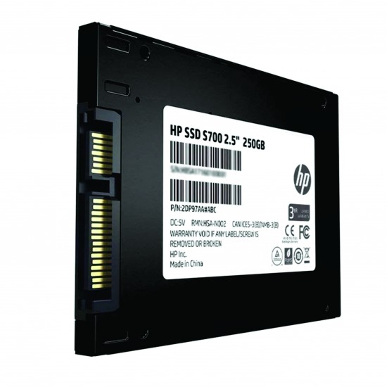 SSD HP S700, 250GB, SATA, Leituras: 555Mb/s e Gravações: 515Mb/s 